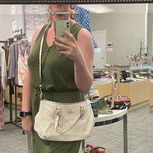 Coach Womens White Leather Removable Crossbody Strap Top Handle Satchel Bag